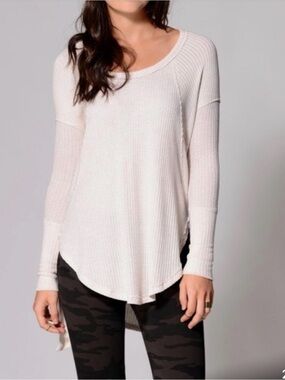 Free People Off White Ventura Thermal in waffle knit with a relaxed fit